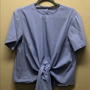 Zara women front tie  short sleeve blouse.